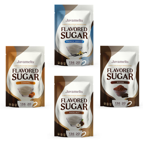 4 Pack Variety Bundle I Flavored Sugar 1.5lb Resealable Pouch Bag (All Flavors)
