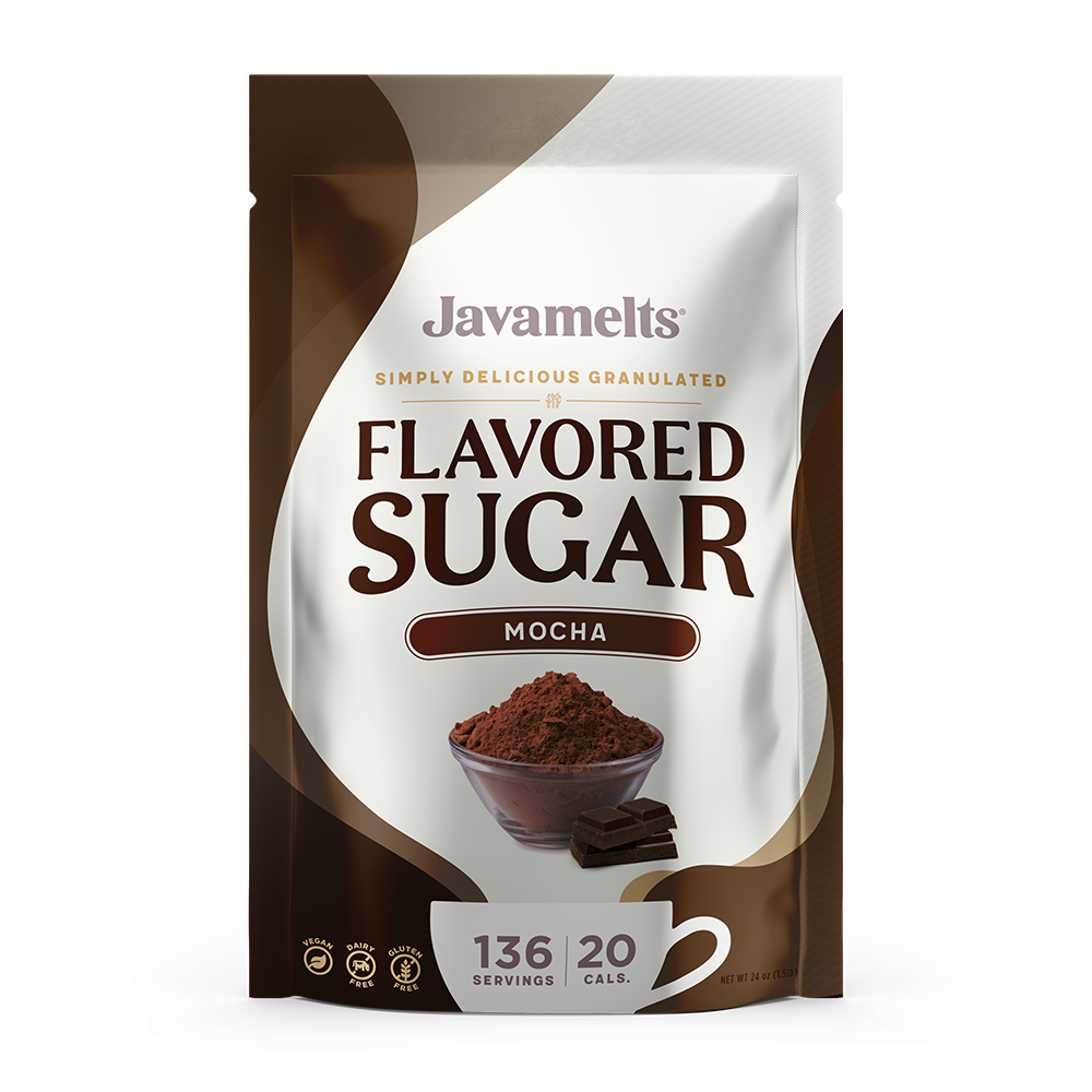 Mocha Flavored Sugar - 1.5lb Resealable Pouch Bag – JAVAMELTS Mocha Flavored Sugar - 1.5lb Resealable Pouch Bag – JAVAMELTS