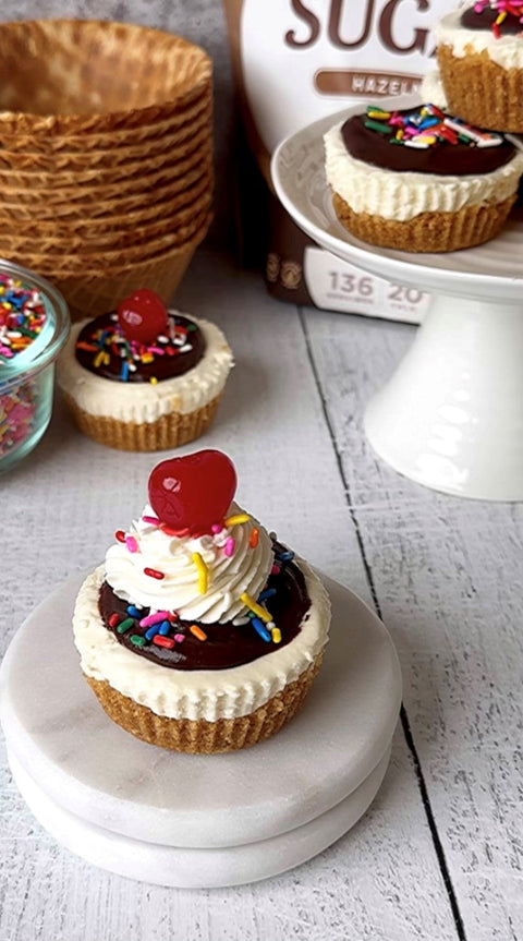 Mocha and Hazelnut No Bake Mini Ice Cream Sundae Cheesecakes