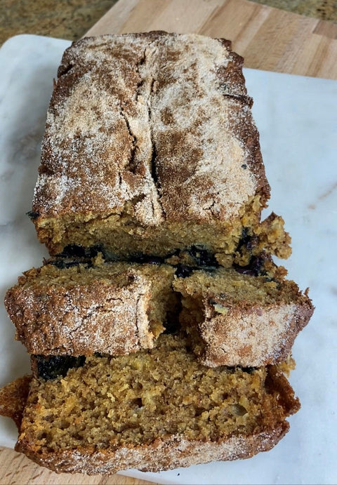 Javamelts Gluten Free French Vanilla Banana Blueberry Loaf Cake