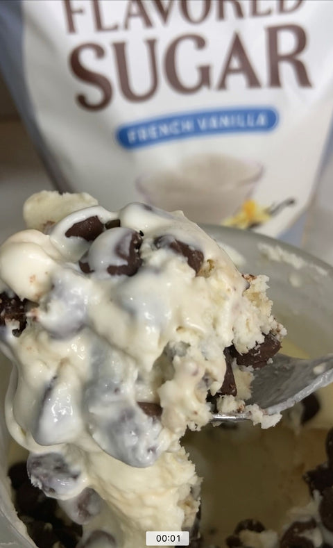 Javamelts French Vanilla Chip Ice Cream in a mason jar!
