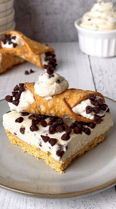 Javamelts No Bake French Vanilla Cannoli Cheesecake Bars